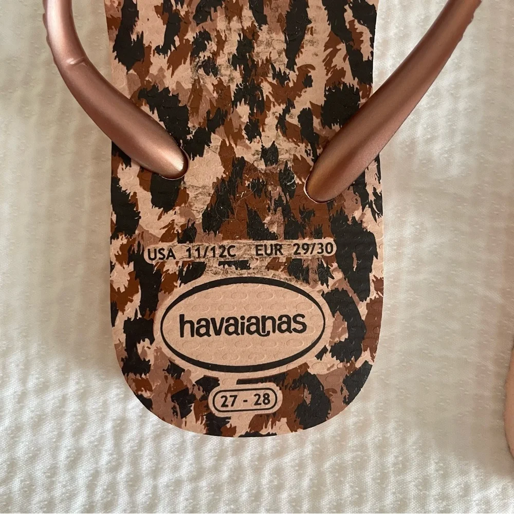 Kids Havaianas Leopard Print Flip Flops Size 11/12 - Picture 2 of 3